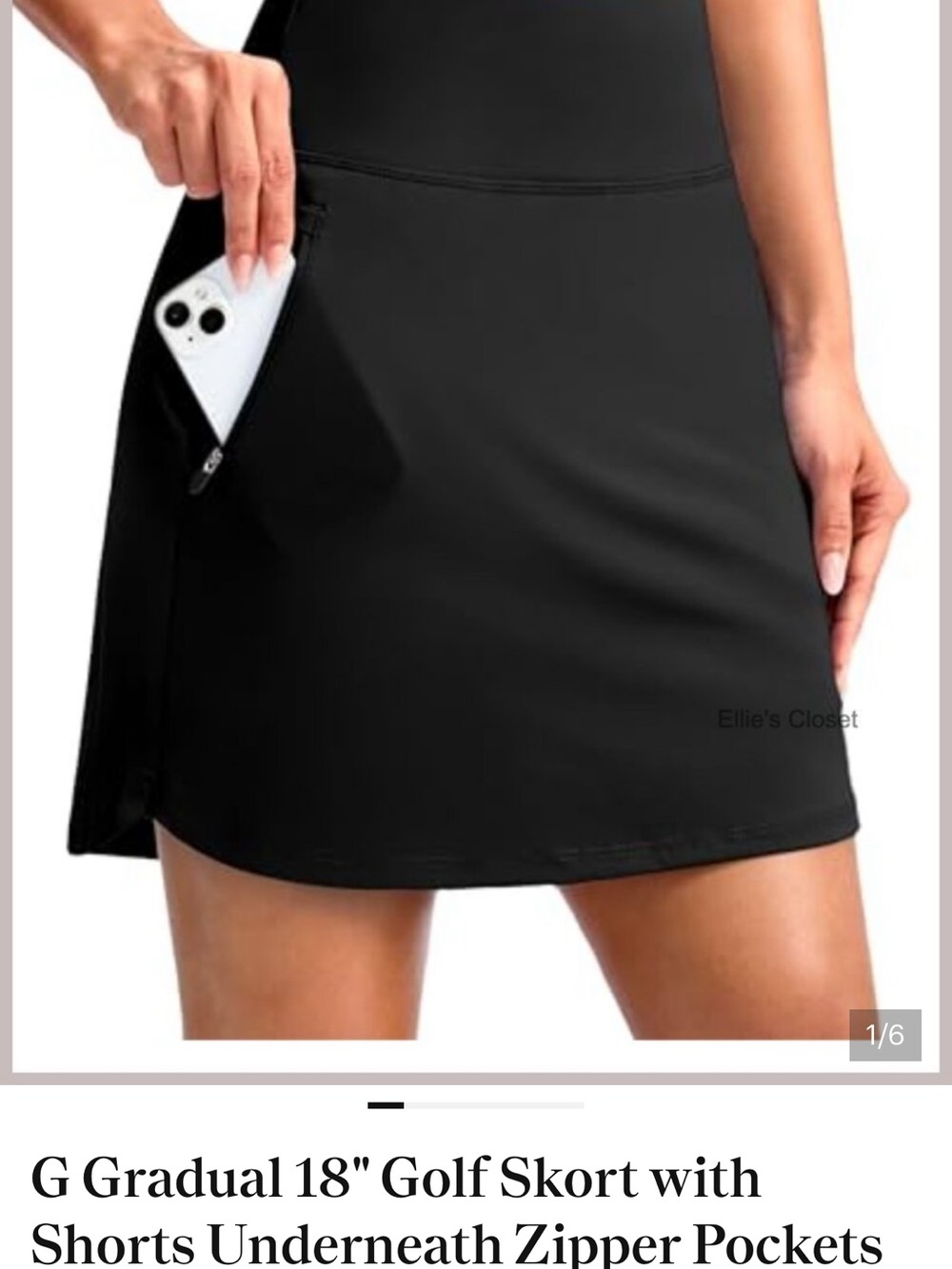 Black Women’s Golf Skort with Zipper Pocket